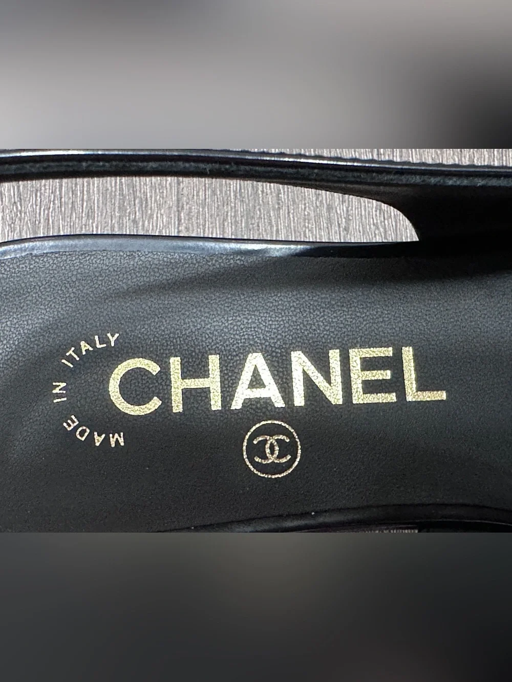 NEW 2026 CHANEL BLACK LEATHER SLINGBACK HALF LOAFER SHOES GOLD CC LOGO 37C BLAZY